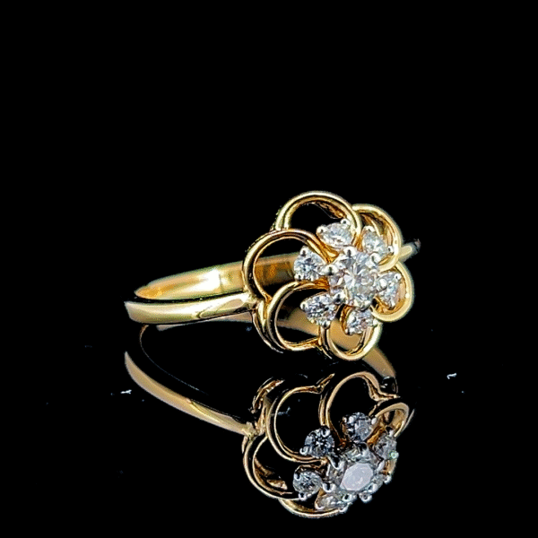 Diamond & Gold Floral Ring - Image 2